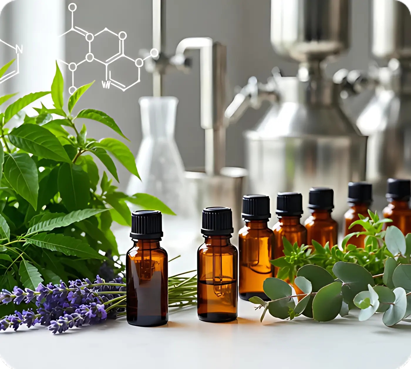 Brown bottles representing reliable essential oils