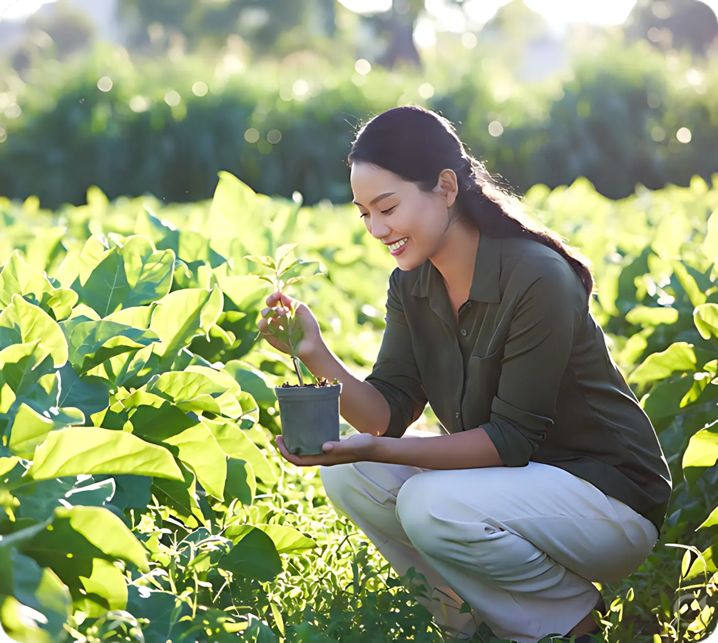 Woman in field - sourcing