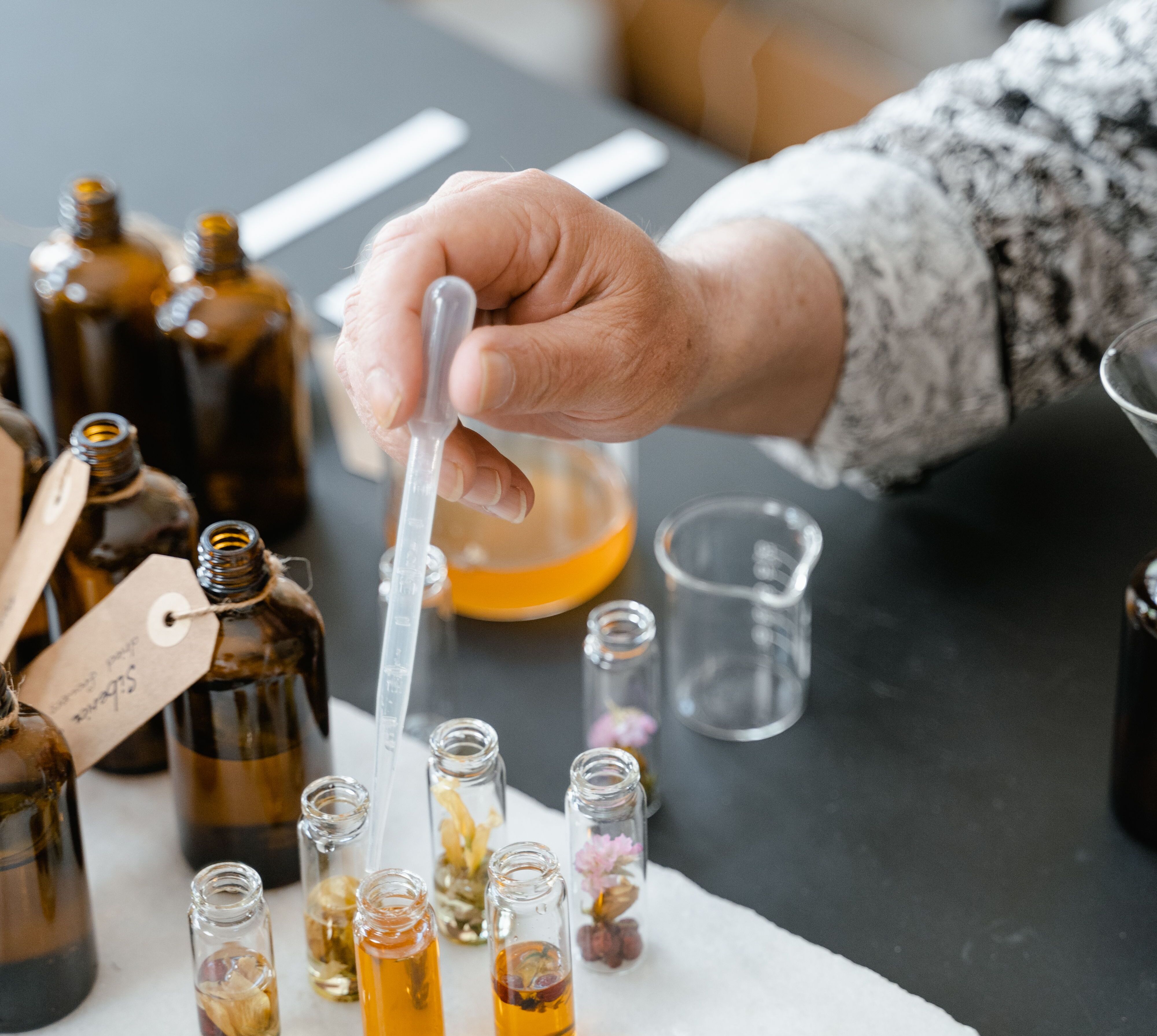 Lab technician performing scientific precision analysis